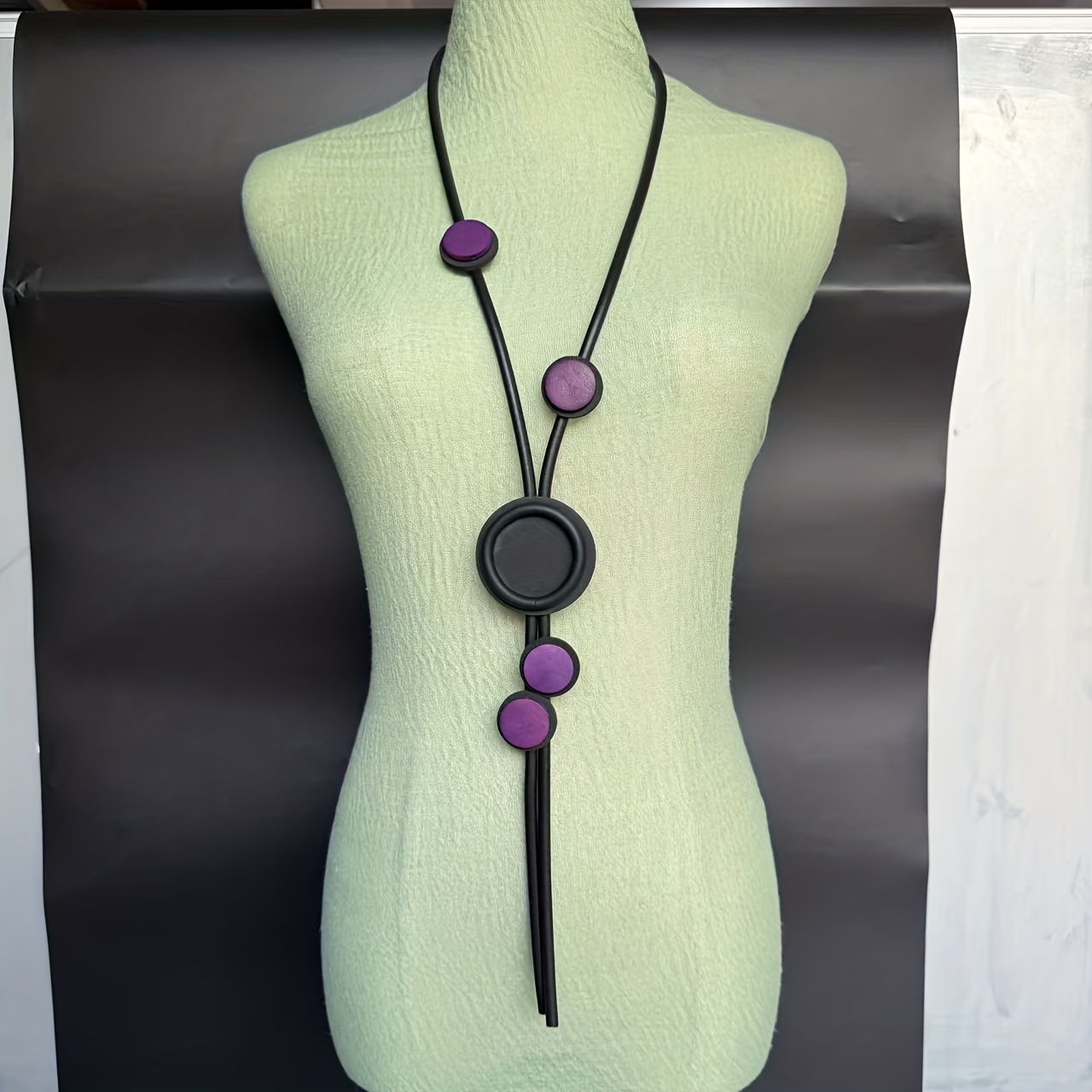 Women's Bohemian Long Necklace, Colorful Beads with Cord